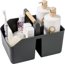 Portable Shower Caddy Basket with Bamboo Handle, Plastic Cleaning Caddy Bathroom