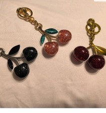 3pc Cherry Bag Charm KeyChain Glitter Resin And Metal Cherry Pendant KeyChain