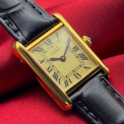 CARTIER Must de Tank LM 手巻き アイボリーローマン Cartier Must Tank LM Ivory Dial Roman Index Quartz Watch 23mm