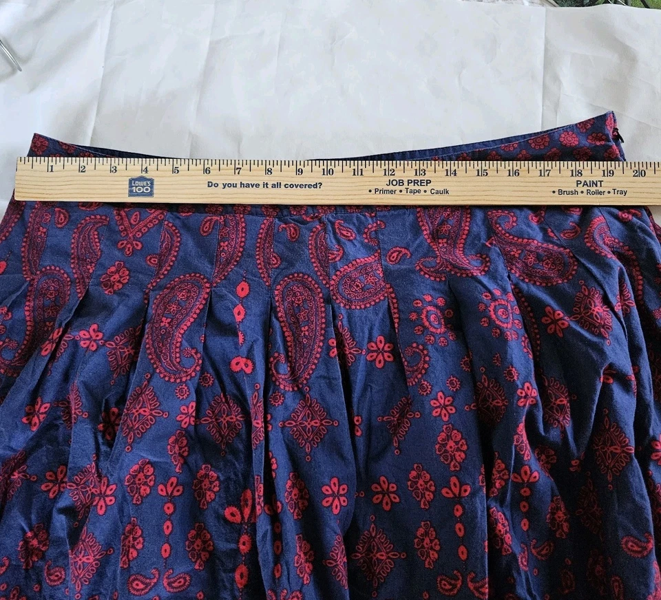 Falda Talbots Talla Grande 20 Azul Rojo Plisada 100% Algodón Foto 4 de 4