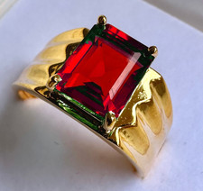 Natural Red Garnet Gemstone With 925 Sterling Silver Ring for Men's Stylish Ring