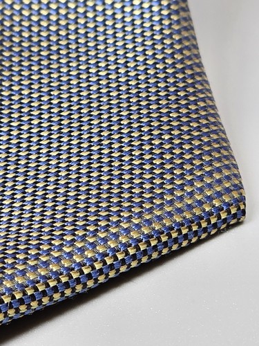 Ermenegildo ZEGNA Tie Blue & Yellow Check 100% Silk Made In Italy Geometric - Picture 2 of 8
