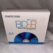 Memorex BD-R RECORDABLE BLU-RAY DISCS 5PK 4x 25 GB Single Layer NEW SEALED