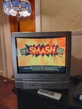 🔥SV2000 Flat 20" CRT TV DVD Player Retro Gaming Front AV Inputs W Remote Clean!