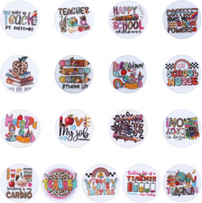 17Pcs Silicone Focal Beads - Flat Round, School, Bulk Pens, DIY Handicrafts, Bea