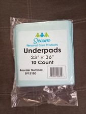 NEW Secure Underpads 23"x36" 10 Count Incontinence, Puppy Pads, Chux...FREE SHIP
