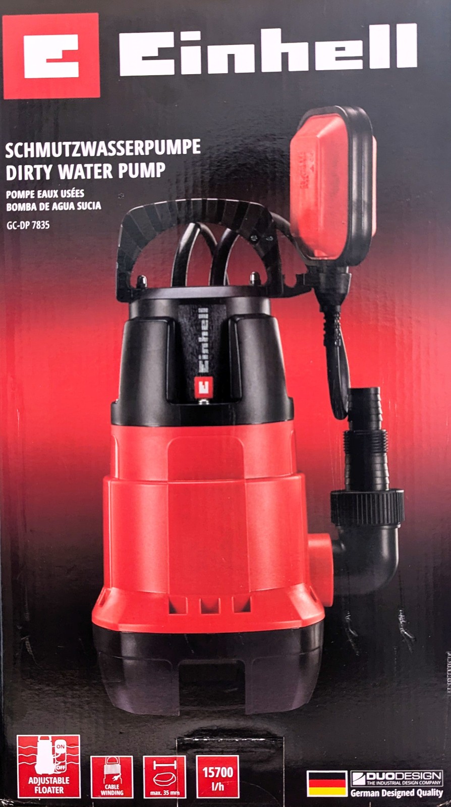 Einhell Schmutzwasserpumpe GC-DP 7835 / 780W / Ø35 mm Fremdkörper / 15.700 L/h