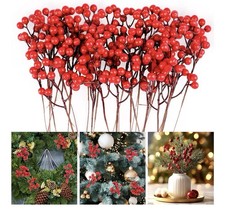24 Pack 7.6 Inch Red Berry Stems, Holly Berry Stems, Artificial Red Berry Picks
