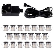 SET OF 20 - 30mm IP67 BLACK COOL WHITE LED DECKING / GROUND / PLINTH LIGHT KIT
