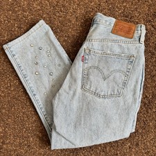 Levi’s 501 Girls Ladies Premium Blue Decoratively Studded W25 L30 100% Cotton
