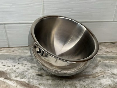 CB2 Crate & Barrel Stainless Steel Snack Bowl Double Wall Angled 7'' x4.5''