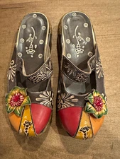 Socofy Floral Leather Art Colorful Slip On Mary Janes Women's EU 41 (8.5)