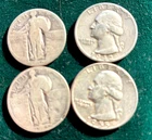 US Silver Coin Lot of 4 Washington Standing Liberty Quarters Standing Liberty 90