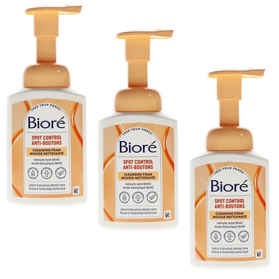 BIORÉ Biore Spot Control Cleansing Foam 200m Acne Prone Skin Salicylic Acid - 3 PACK