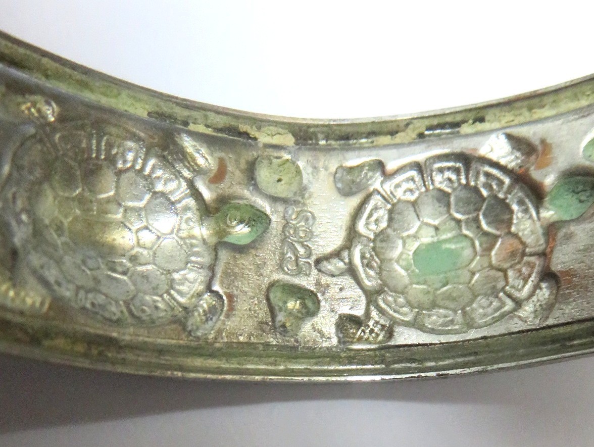 Solid Sterling Silver "Turtle Design" Cuff Bracel… - image 5