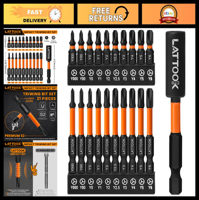 21-Piece TriWing Screwdriver Bit Set - Magnetic Y-Tip S2 Steel, Y000-Y6, 3-Point