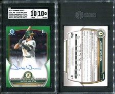 SGC 10/10 2023 Bowman Chrome Draft Autograph Green Refractor Jacob Wilson RC /99