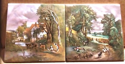 RARE (2) GRUPPO CERAMICHE 6''X6'' COLOR TILES GARDENIA ORCHIDEAS.P.A MADE IN ITALY