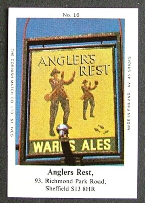 Matchbox Label Wards Pub Anglers Rest Richmond Park Rd Sheffield No 16 ME161