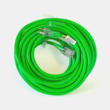50' 12 Gauge Fluorescent Green Extension Cord w Lighted Single Outlet