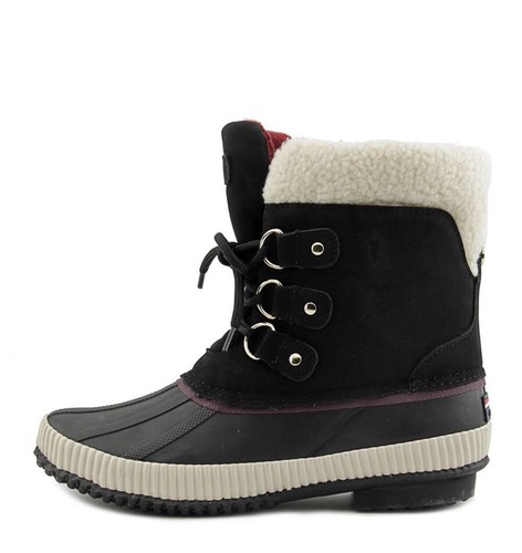 Tommy Hilfiger Ébano Pato de Nieve Botas Mujer Talla 8 Negro Punta Redonda Con Cordones - Imagen 4 de 11