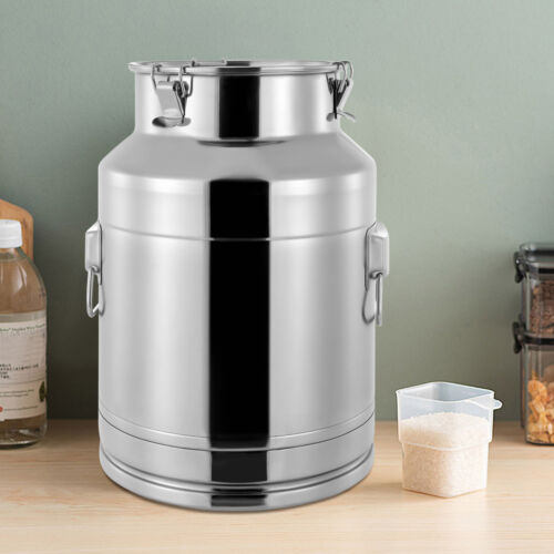 Lattiera 28 L 304 Acciaio Inox Secchio Latte Vino Secchio Tote Brocca con Coperchio Sigillato - Foto 3 di 16