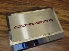 Stainless Steel Fuse Box Cover Carbon Red Script for 2014-19 Chevy Corvette Acc