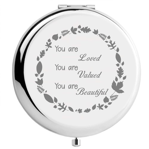 Love Miroir Compact en Acier Inoxydable You're Value Beau Encourageant Mini M...