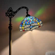 Tiffany Style Floor Lamp Dragonfly Blue Stain...