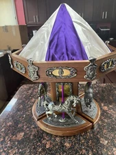 Rare Michael Ricker Pewter 4 horse Carousel Base  Horses numbered, dated, signed