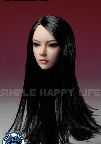 SUPERDUCK SDH002B 1/6 female head long straight black hair for PALE Phicen - Picture 4 of 4