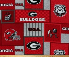 College University of Georgia Bulldogs Fleece Fabric Print by the yard A502.70