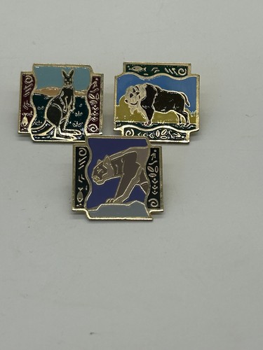 Shopko World Wild Life Enamel Animal Pins Kangaroo, Bison And Loin 1992 - 第 1/8 張圖片
