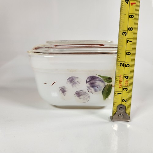 Fire King Oven Ware Refrigerator Dish With Lid Painted Vintage - Picture 12 of 12