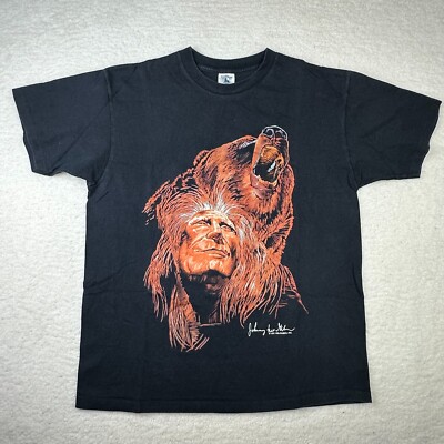 Vtg 90s Shirt Mens Large Holoubek Native American Indian Grizzly Bear USA 1991