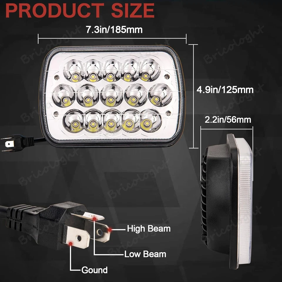 Faro LED de haz alto bajo DRL Stepvan DOT 5x7" para Freightliner MT-35 MT-45 MT-55 Foto 2 de 4