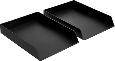 Amazon Basics Rechteckige Kunststoff Organizer Briefablage, 2er-Pack, Schwarz