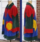 RARE Vintage MOSCHINO Cheap & Chic Whimsical Velvet Coat Applique flowers FUN! — photo 3