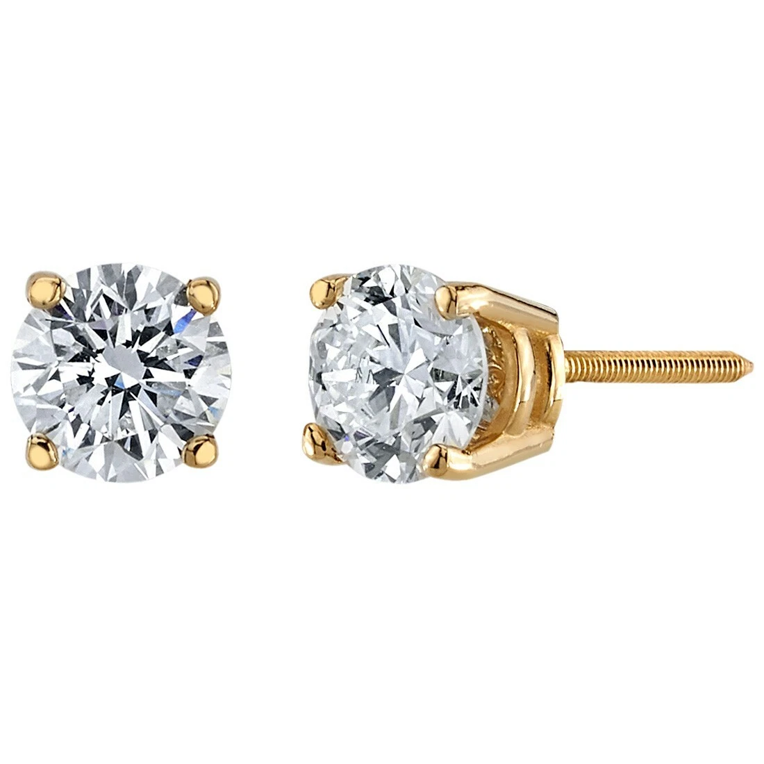 1 ct Lab Created Diamond Stud Earrings in 14K Yellow Gold IGI Certified