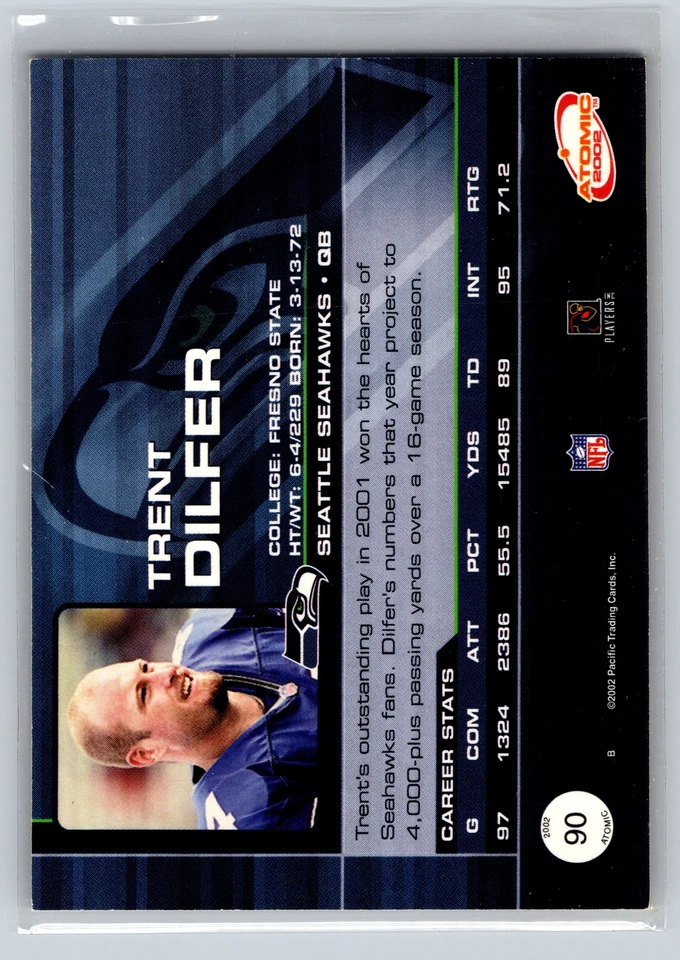 2002 Pacific Atomic #90 Trent Dilfer 12a - Image 2 of 2