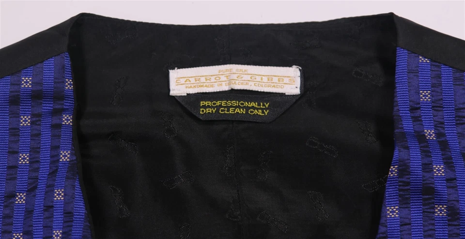 Carrot Gibbs Vest Royal Blue Jacquard Woven Silk Formal Men's Medium - Image 4 of 4