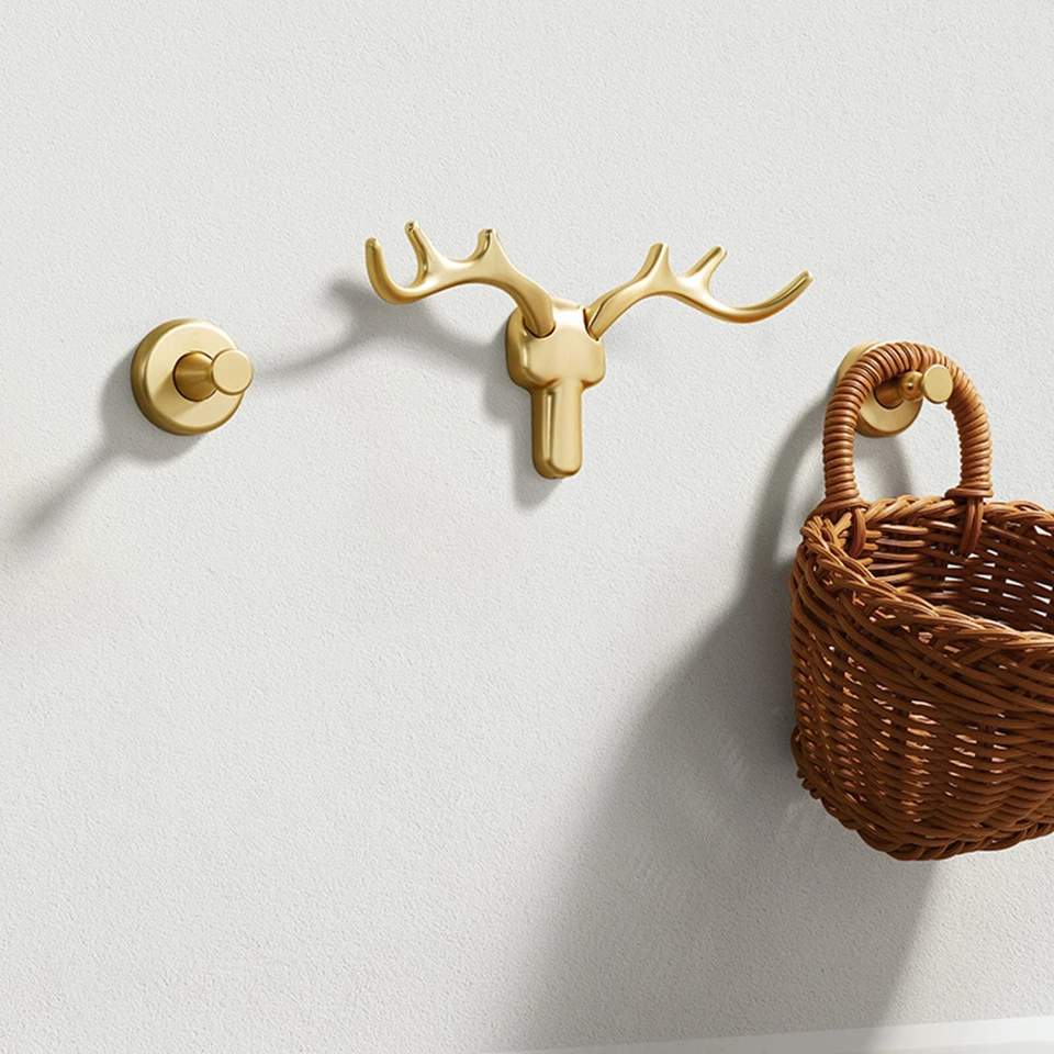 Gancho de cuerno de ciervo moderno MFYS estilo nórdico gancho de abrigo dorado brillante gancho para toallas de baño Foto 3 de 4