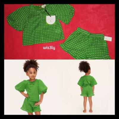NWT Kate Spade x Target  Toddler 3T Green Textured Polka Dot Top Shorts 2Pc Set