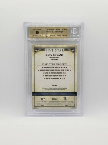 2016 Topps Five Star Autographs Gold #FSAKB Kris Bryant - Picture 5 of 6