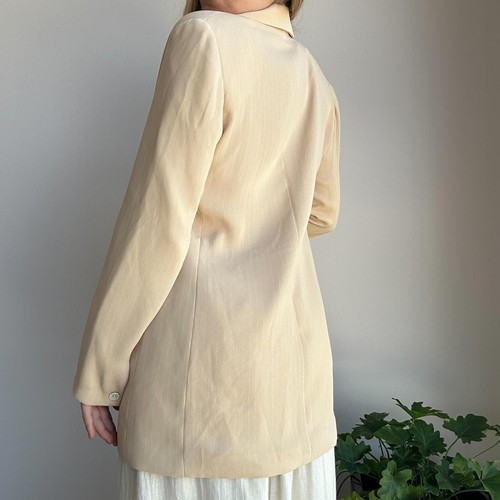 Guava Women's 8 Beige & White Pinstripe Collared Blazer - Picture 4 of 7