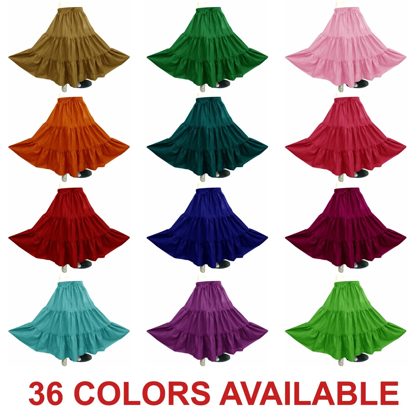 Women Cotton 3 Tiered 6 Yard Skirt Maxi Belly Dance Gypsy Flamenco Tribal Jupe
Opens in a new window