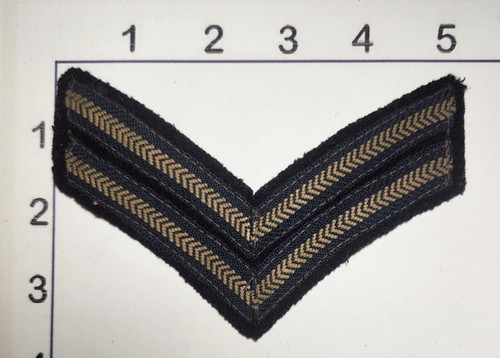 Embroidered Vintage Sew On Patch Corporal 2 Stripes Blue Military Rank - 第 1/1 張圖片