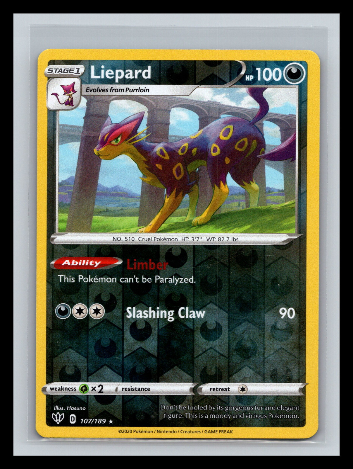 🔥 LIEPARD REVERSE HOLO FOIL - 2020 POKEMON TCG CARD # 107/189
