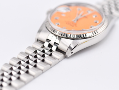 Rolex Datejust 16014 Orange Diamond Dial 36mm Watch 18K White Gold