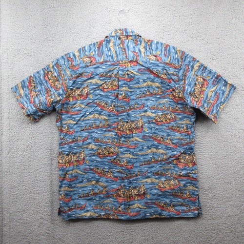 Coral Reef Hawaiian Vintage Shirt Mens XL Canoe Boats Ocean Made In Hawaii USA - Picture 4 of 8